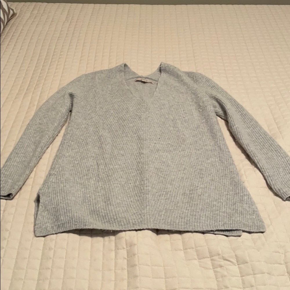 EUC Loft Grey V-Neck Sweater